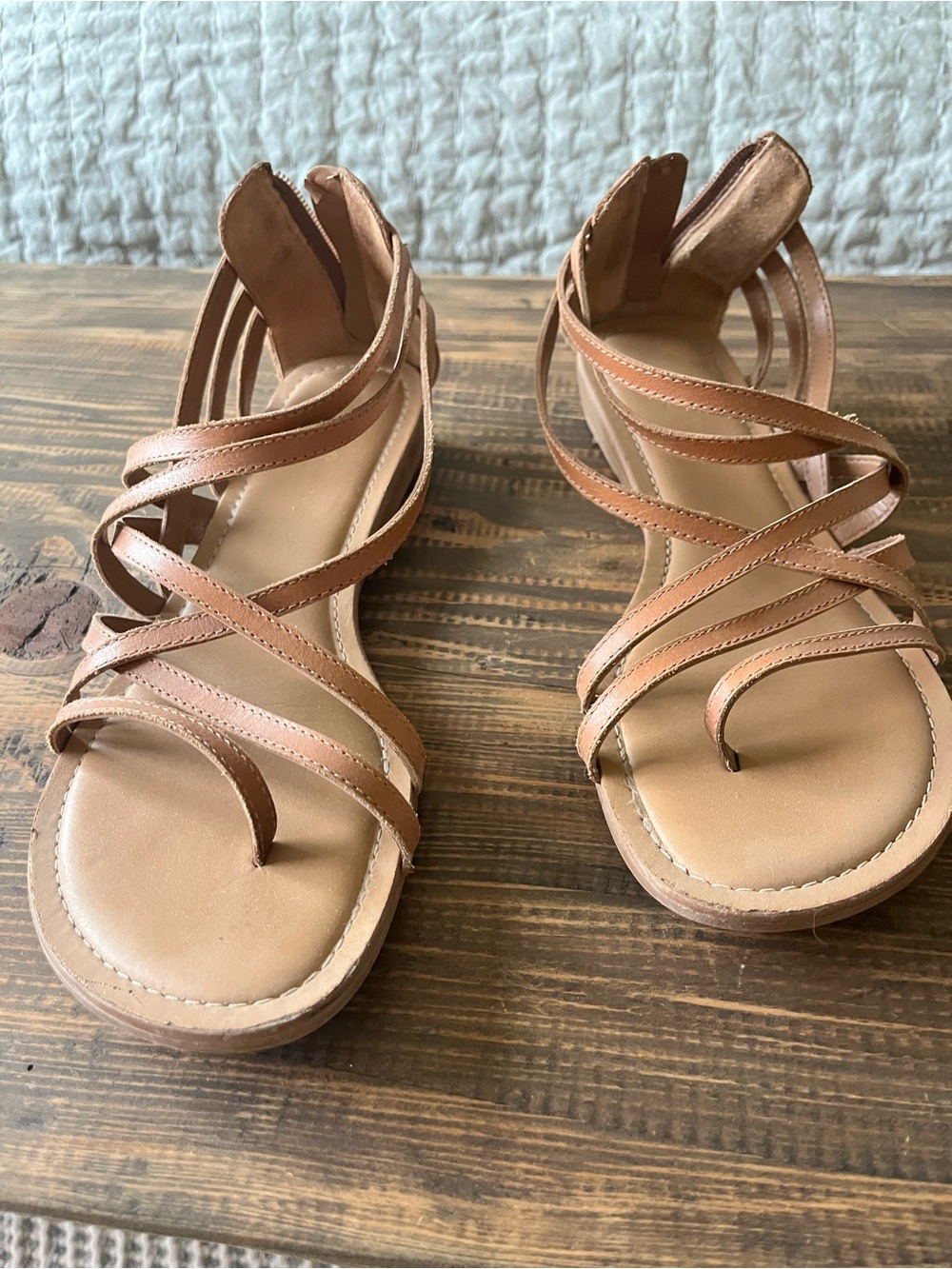 Women's Brown Strappy Leather Sandals - Picture 4 of 5